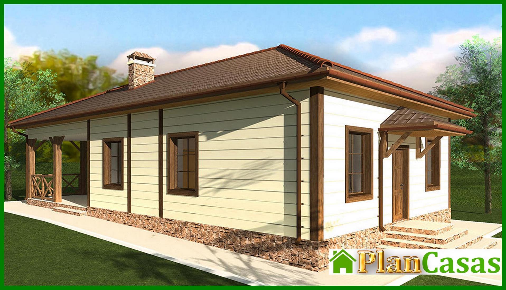 Galería de visualizaciones - Proyecto de una magnífica casa de una planta con chimenea y barbacoa