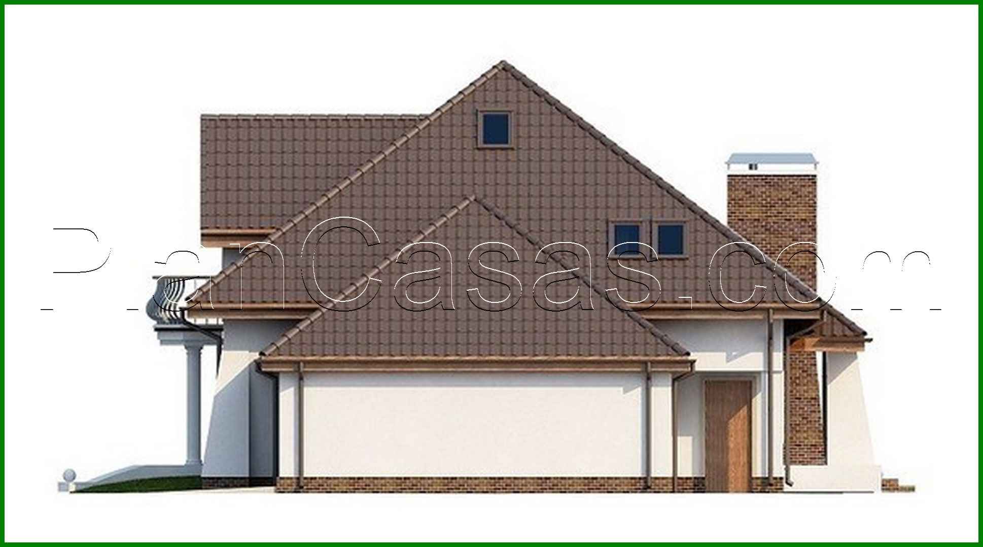 Galería de visualizaciones - Proyecto de una casa clásica con ático y balcón