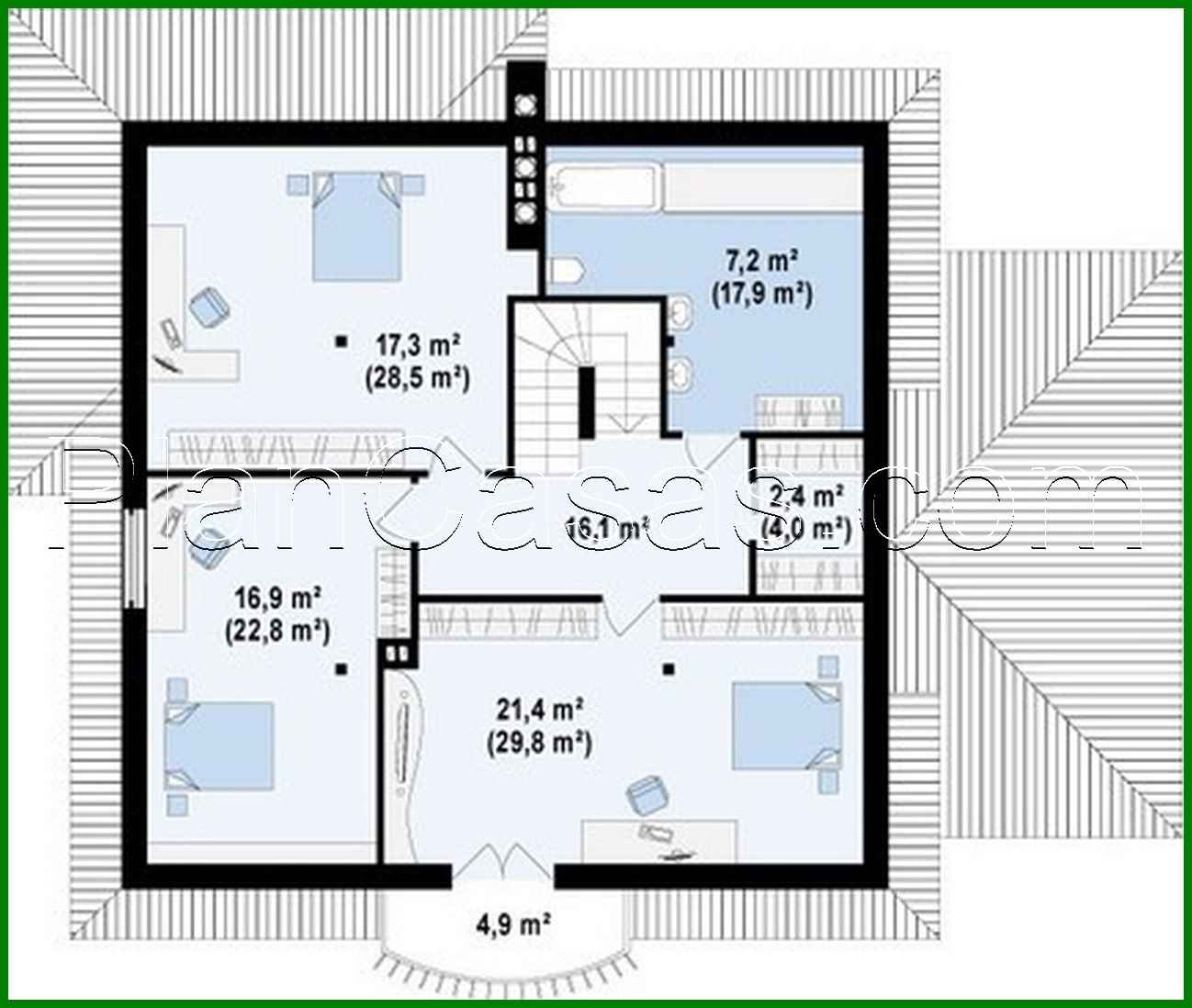 Galería de visualizaciones - Proyecto de una casa clásica con ático y balcón