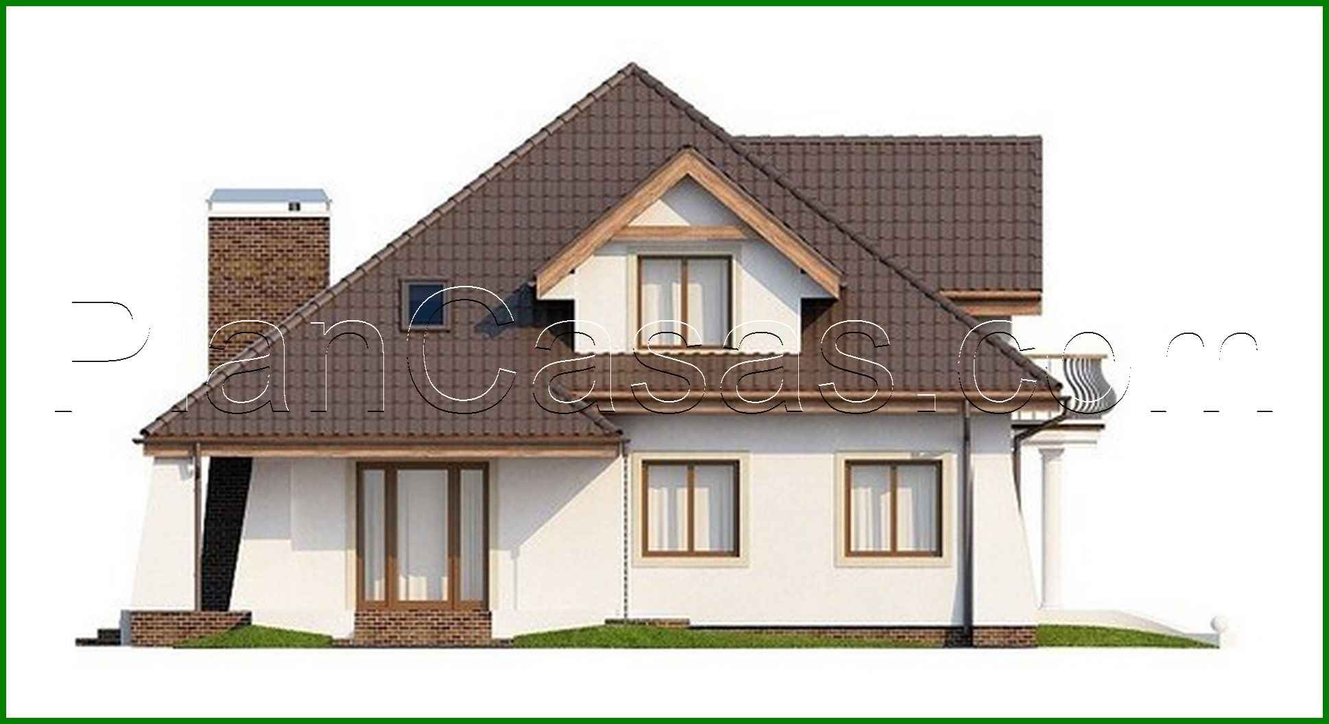 Galería de visualizaciones - Proyecto de una casa clásica con ático y balcón