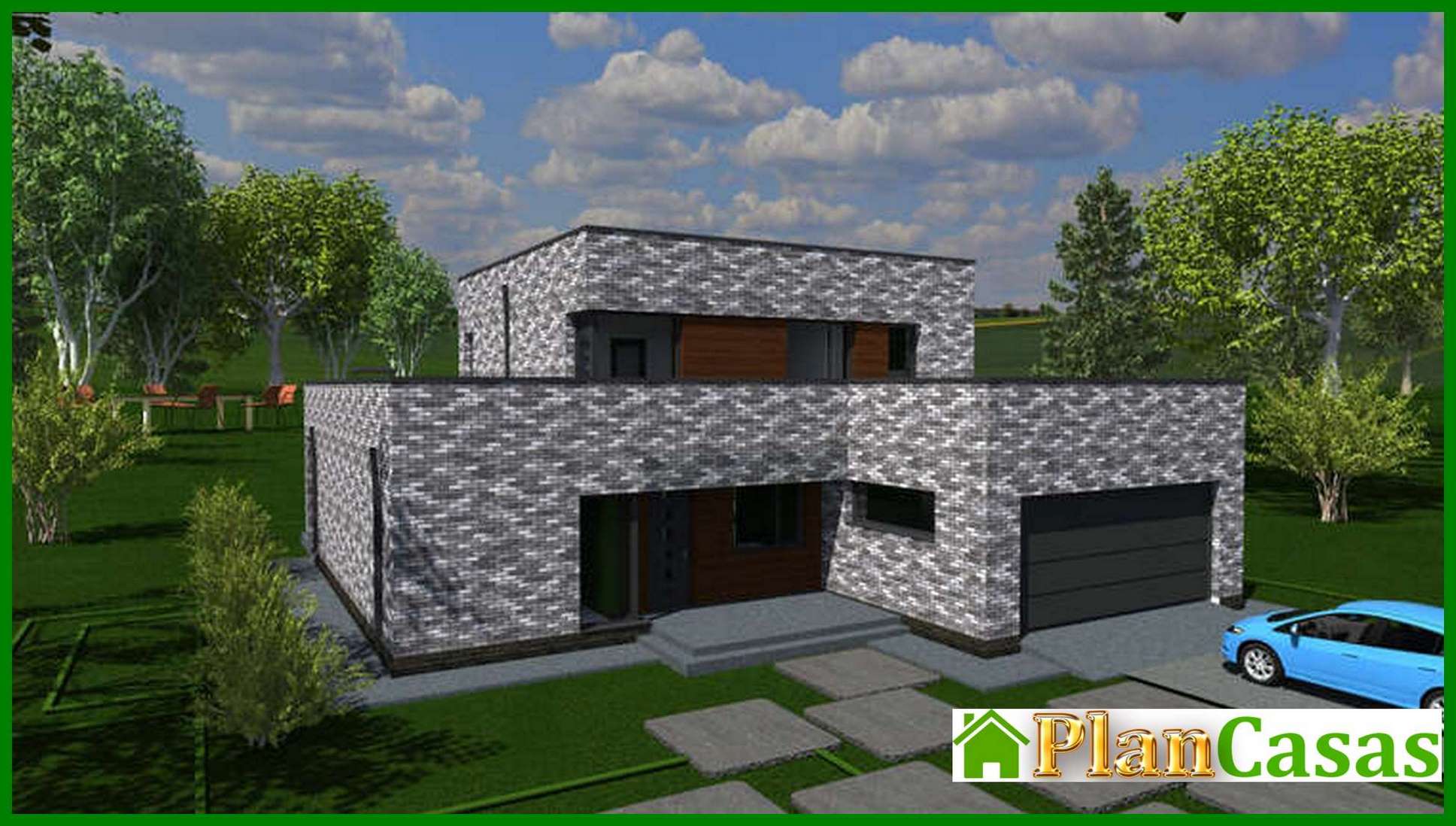 Galería de visualizaciones - Proyecto de una moderna casa de dos plantas de 250 m² en estilo minimalista