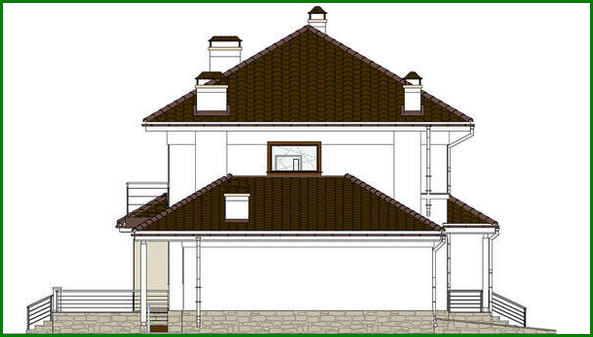 Galería de visualizaciones - Plano de una gran casa de campo con sótano de 285 m²