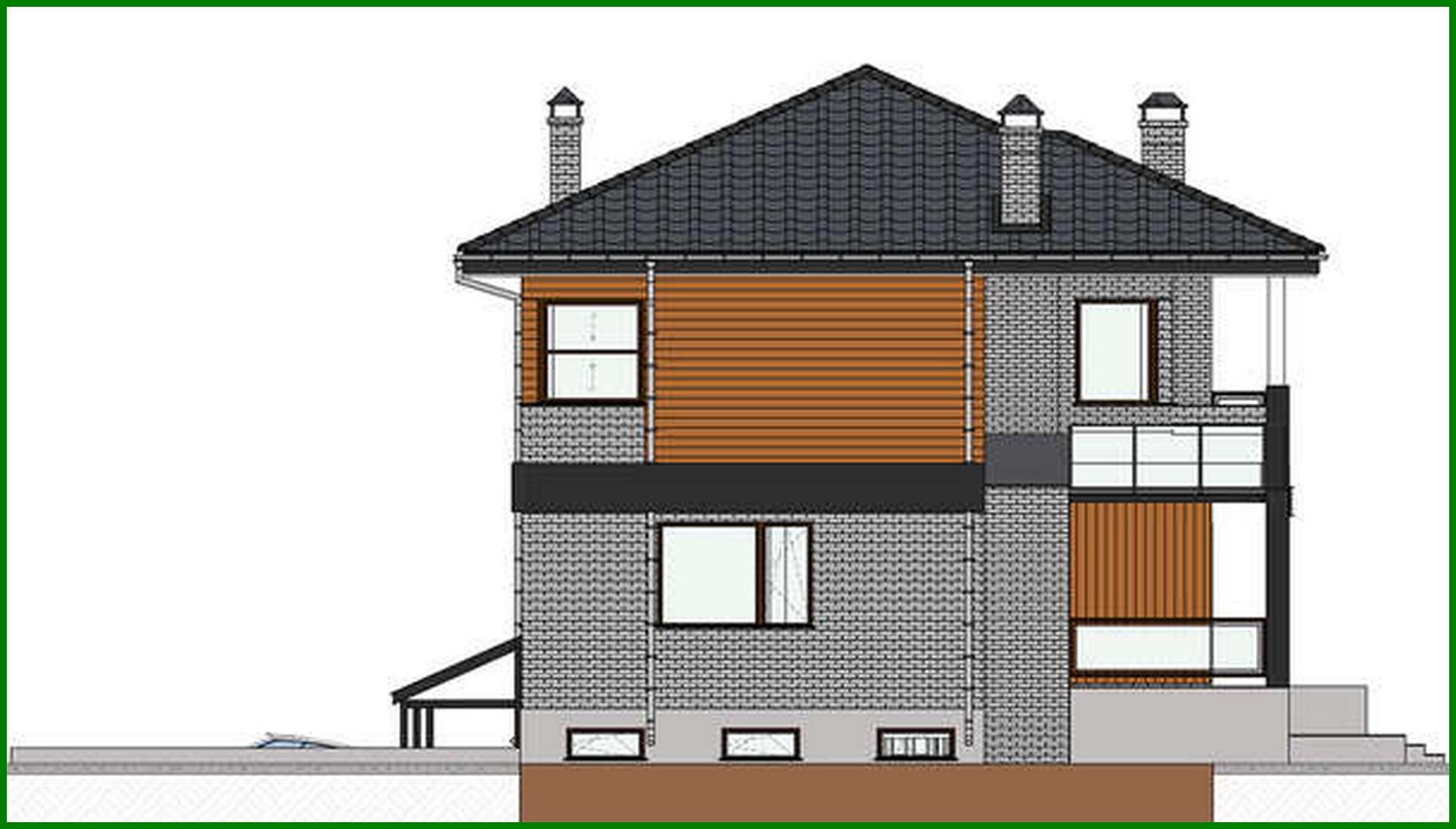 Galería de visualizaciones - Casa de campo de dos plantas con garaje subterráneo