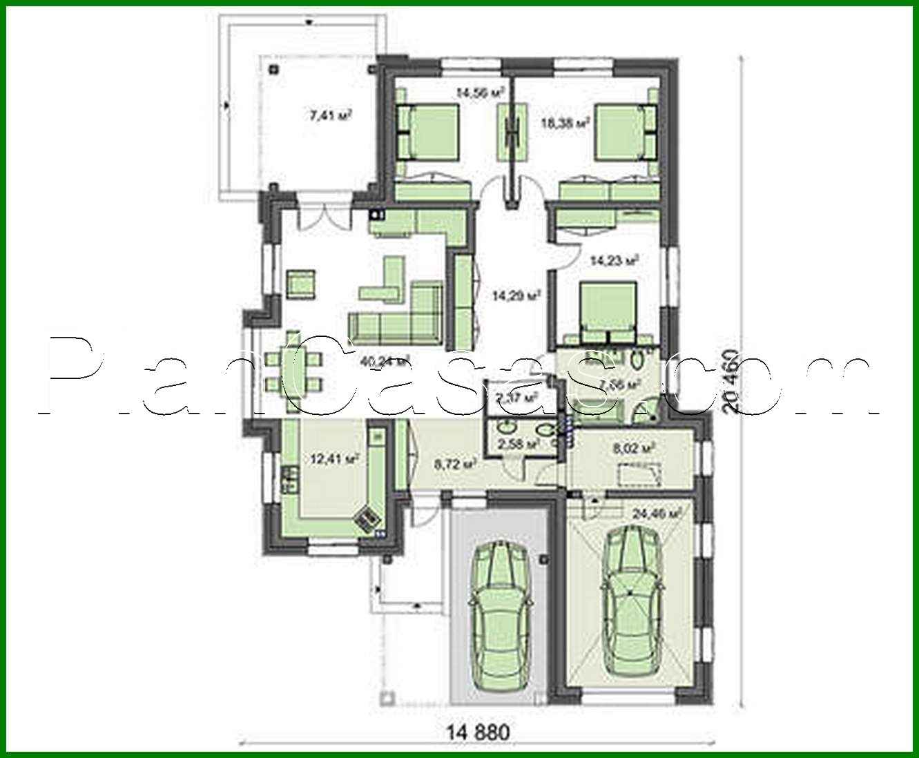 Galería de visualizaciones - Casa de una planta