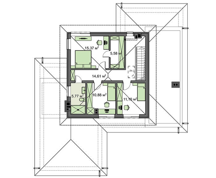 Galería de visualizaciones - Proyecto de una casa de dos plantas para una familia grande de 188 m² con cuatro dormitorios