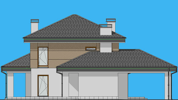 Galería de visualizaciones - Proyecto de una casa de dos plantas para una familia grande de 188 m² con cuatro dormitorios