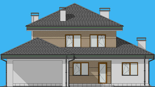 Galería de visualizaciones - Proyecto de una casa de dos plantas para una familia grande de 188 m² con cuatro dormitorios