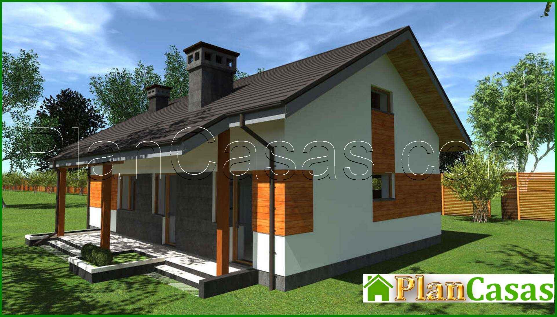 The project of a single-storey house in the European style with an area of 98 square meters with garage