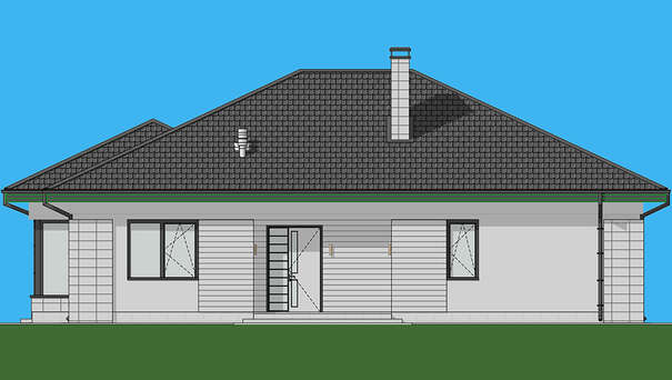 Visualization gallery - The project of a comfortable one-story house with an area of 172 sq. M. With a decor of gray stone and wooden panels