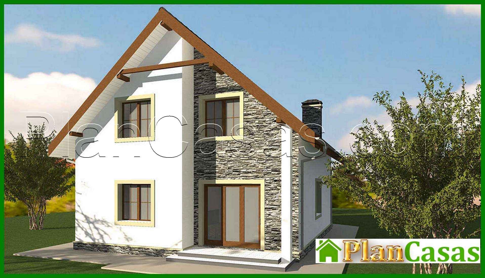 Galería de visualizaciones - Proyecto de una casa de campo de dos plantas de 135 m² con exterior colorido