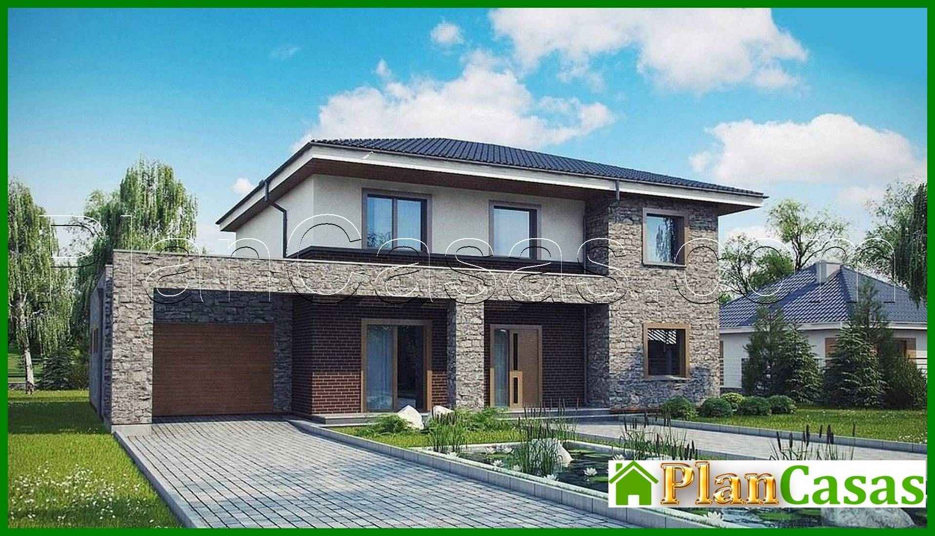 Proyecto de una casa clásica de dos plantas con detalles modernos