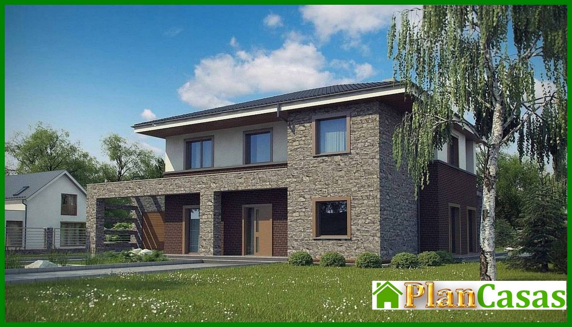 Galería de visualizaciones - Proyecto de una casa clásica de dos plantas con detalles modernos