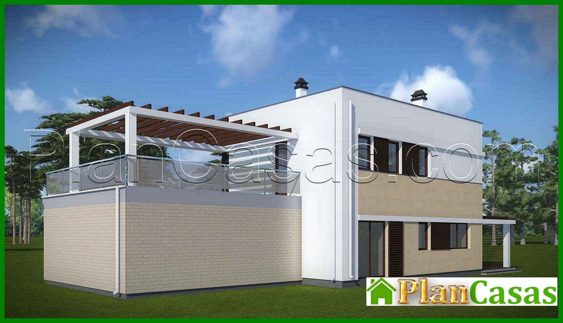 Visualization gallery - The project of a two-story cottage with an area of 173 square meters. m with open terraces on the first and second level