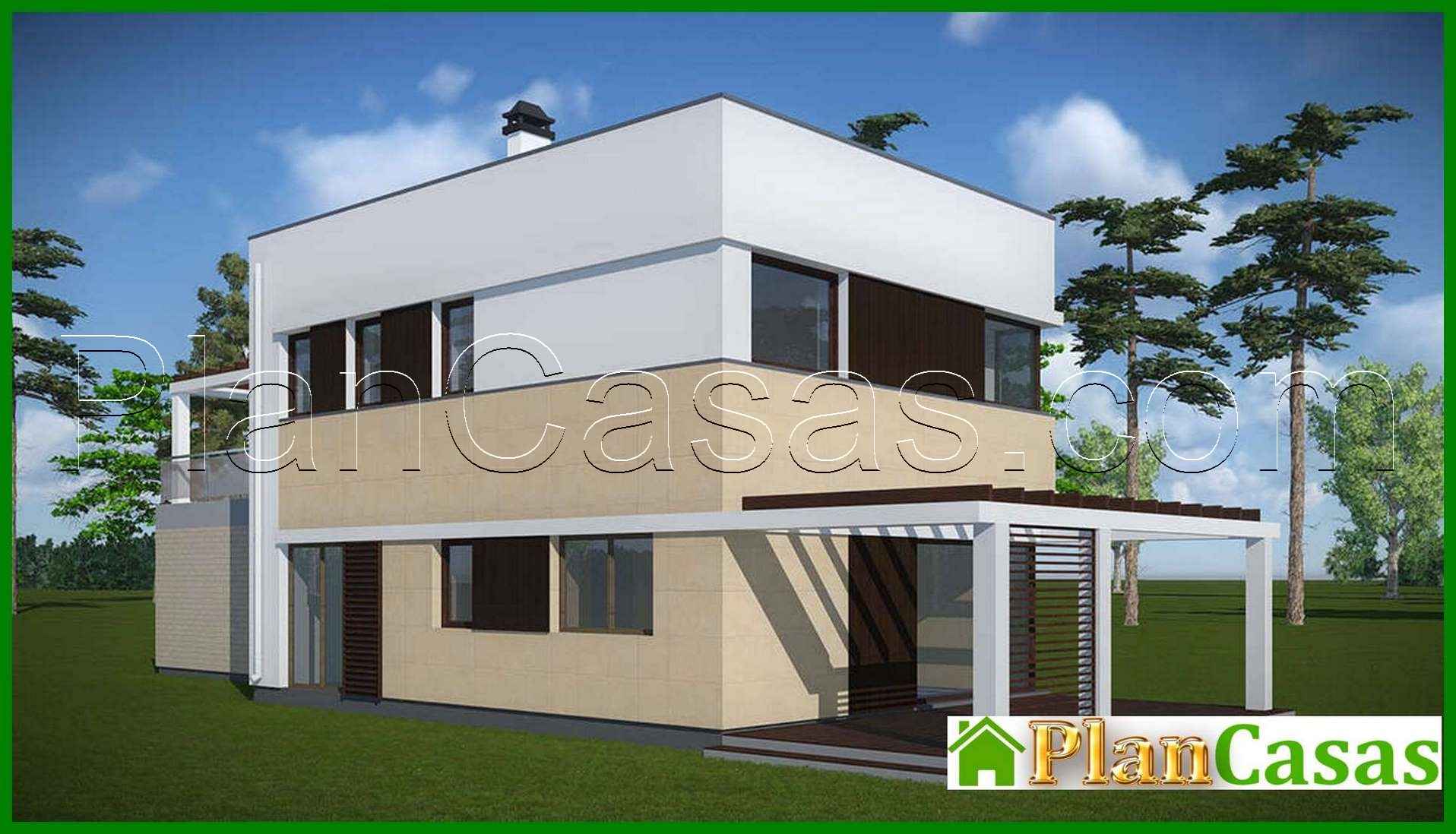 Visualization gallery - The project of a two-story cottage with an area of 173 square meters. m with open terraces on the first and second level