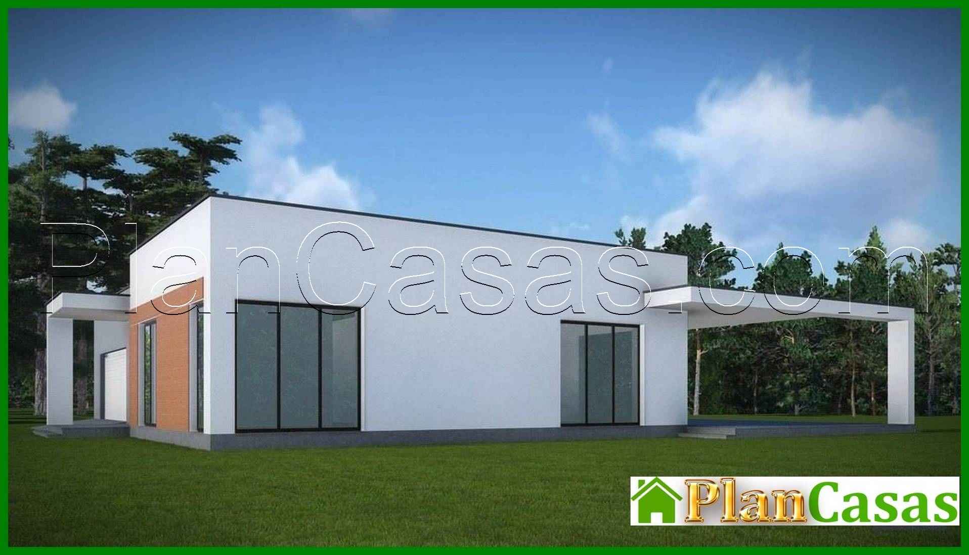 Galería de visualizaciones - Proyecto arquitectónico de una casa de una planta con techo plano