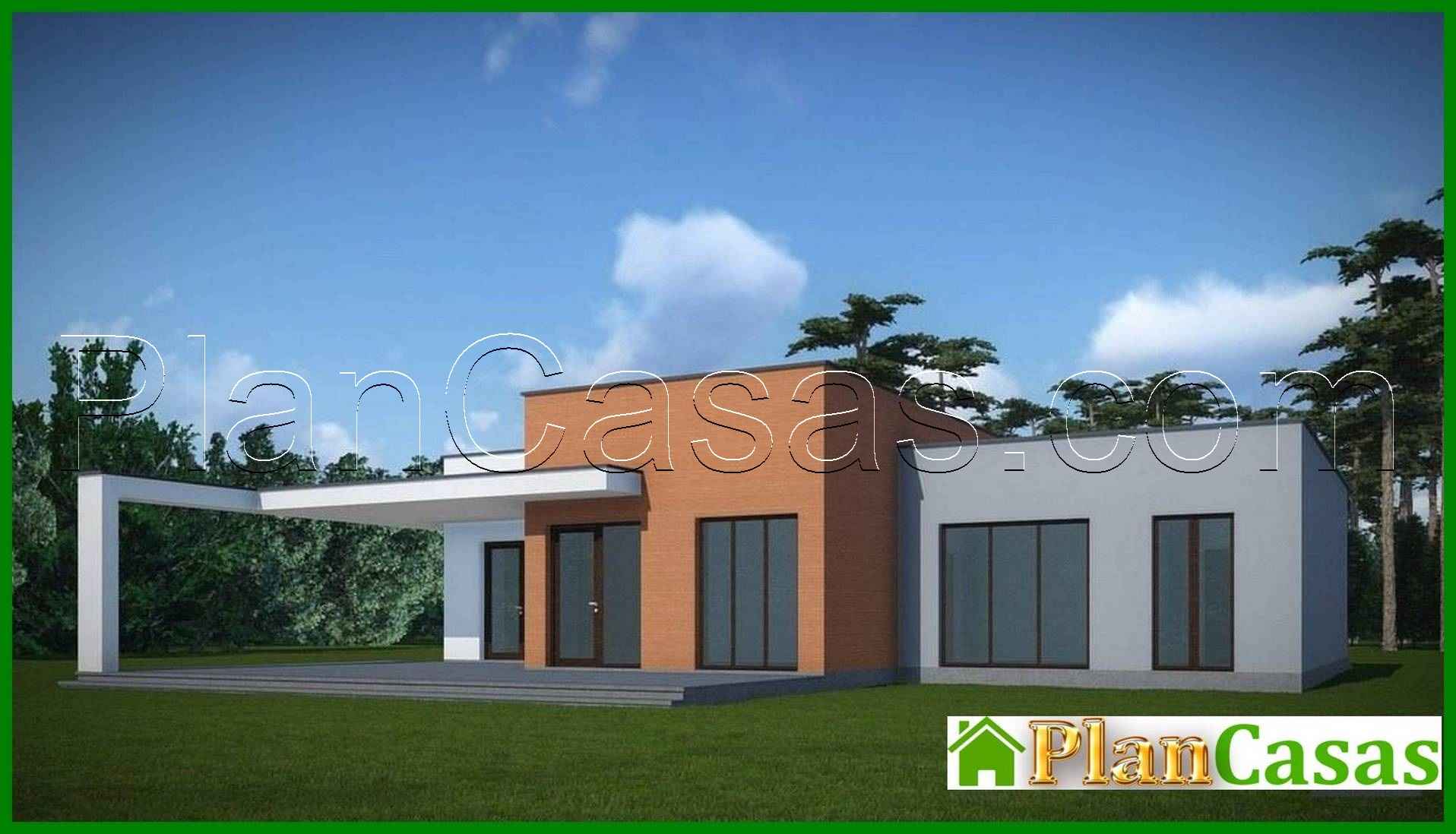 Galería de visualizaciones - Proyecto arquitectónico de una casa de una planta con techo plano