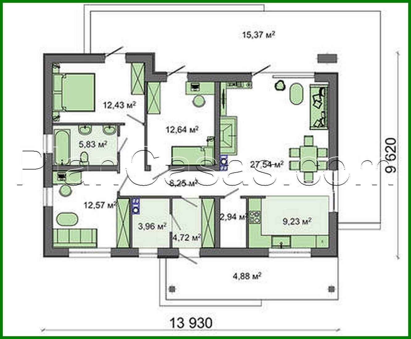 Galería de visualizaciones - Proyecto de una sencilla casa de una planta con ático