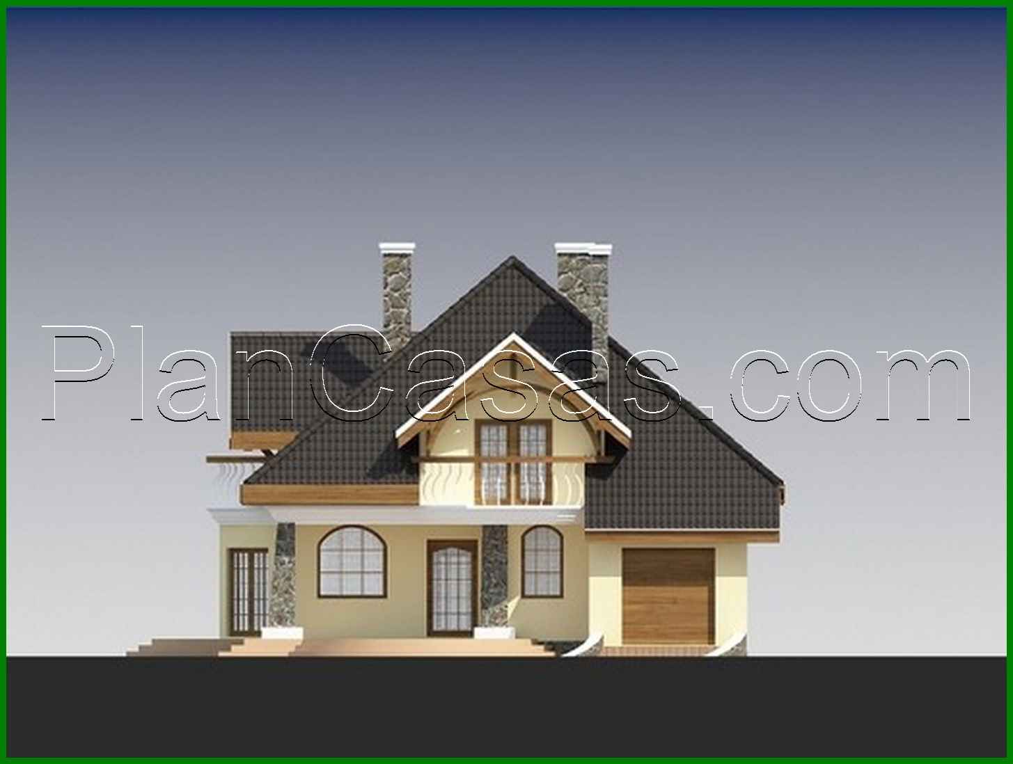 Galería de visualizaciones - Casa de campo clásica y bonita con un balcón encantador