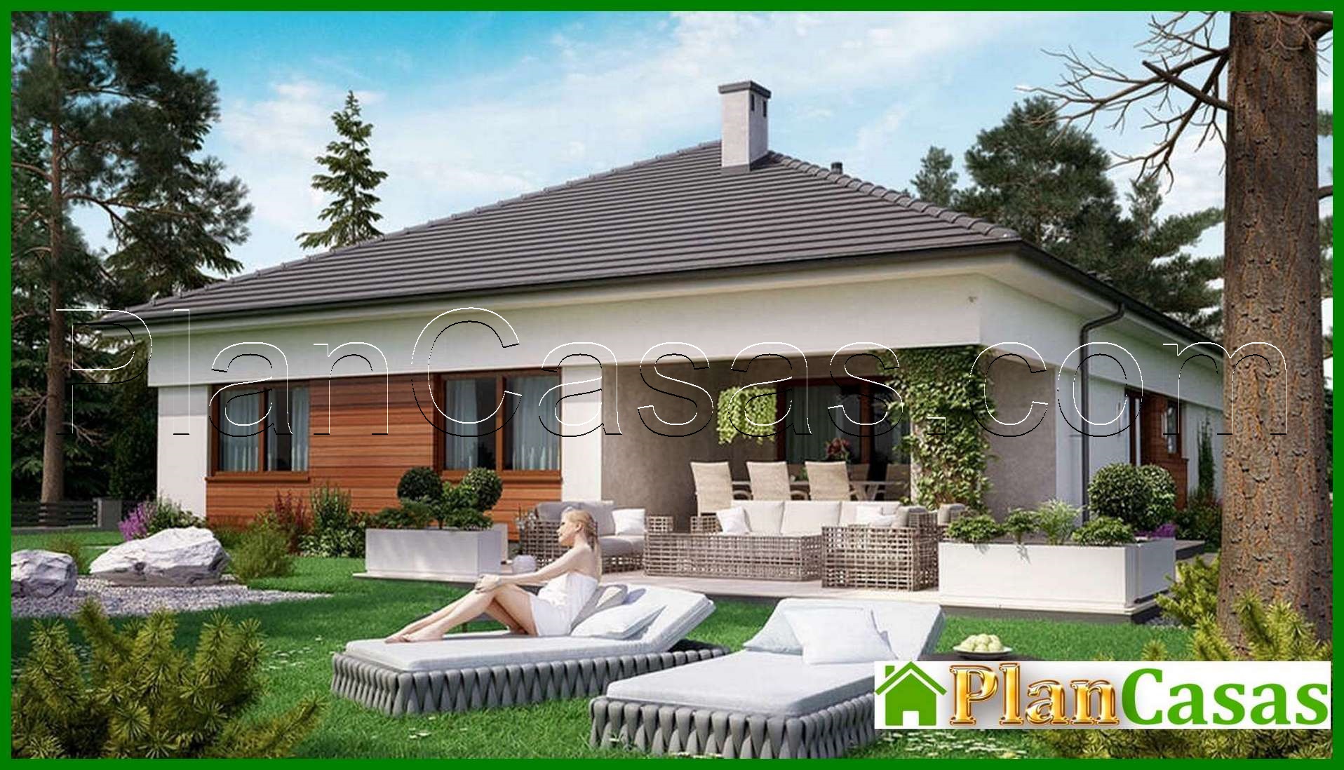 Proyecto de un edificio residencial moderno de una planta con un área total de 178 m²