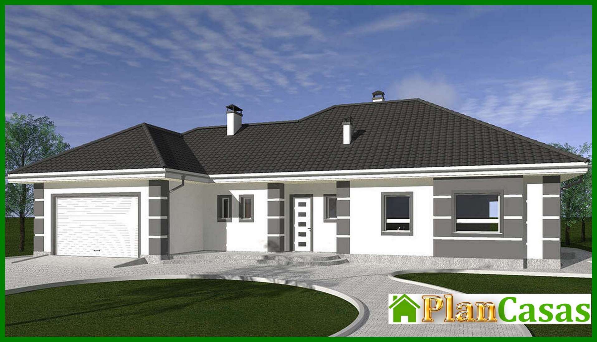 The project of a one-story cottage for 3 bedrooms with an area of 233 square meters. m