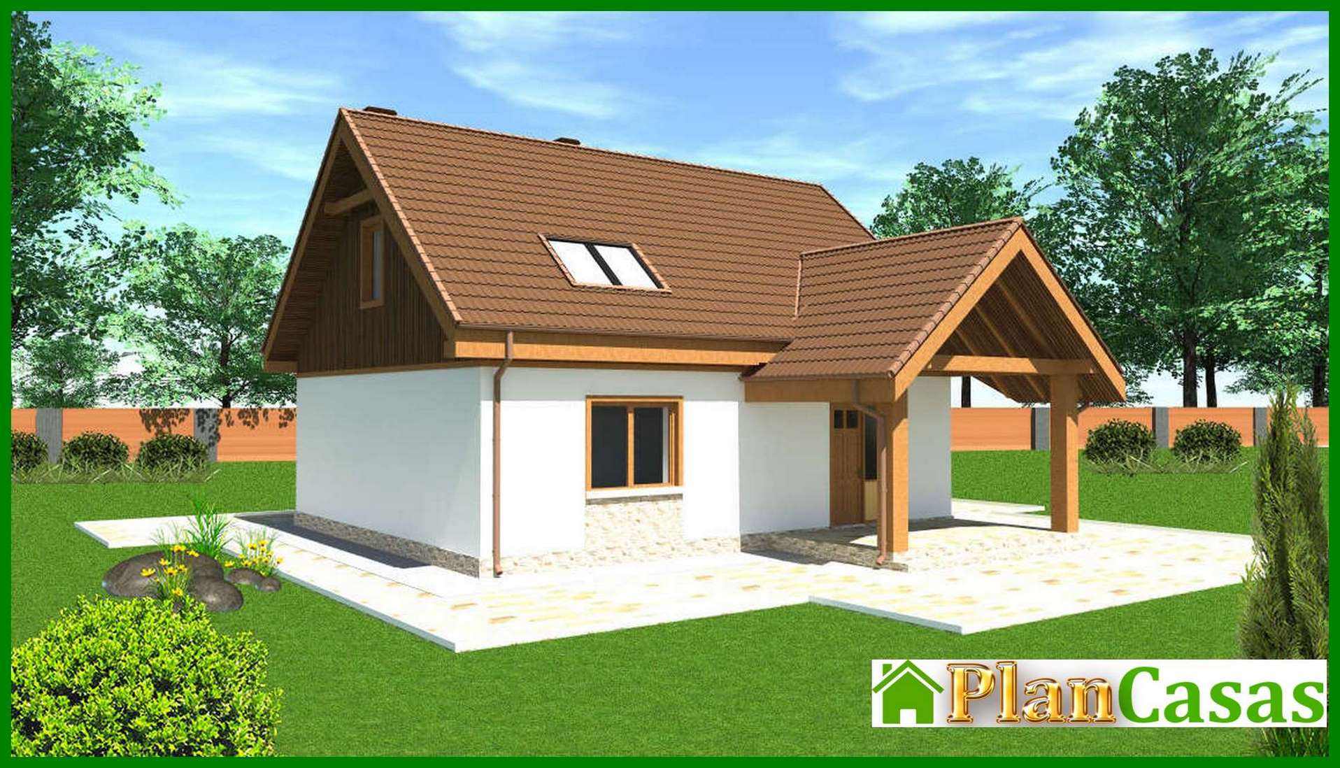 Visualization gallery - Plan of a compact European-style house with an area of 147 square meters. m, decorated with natural stone