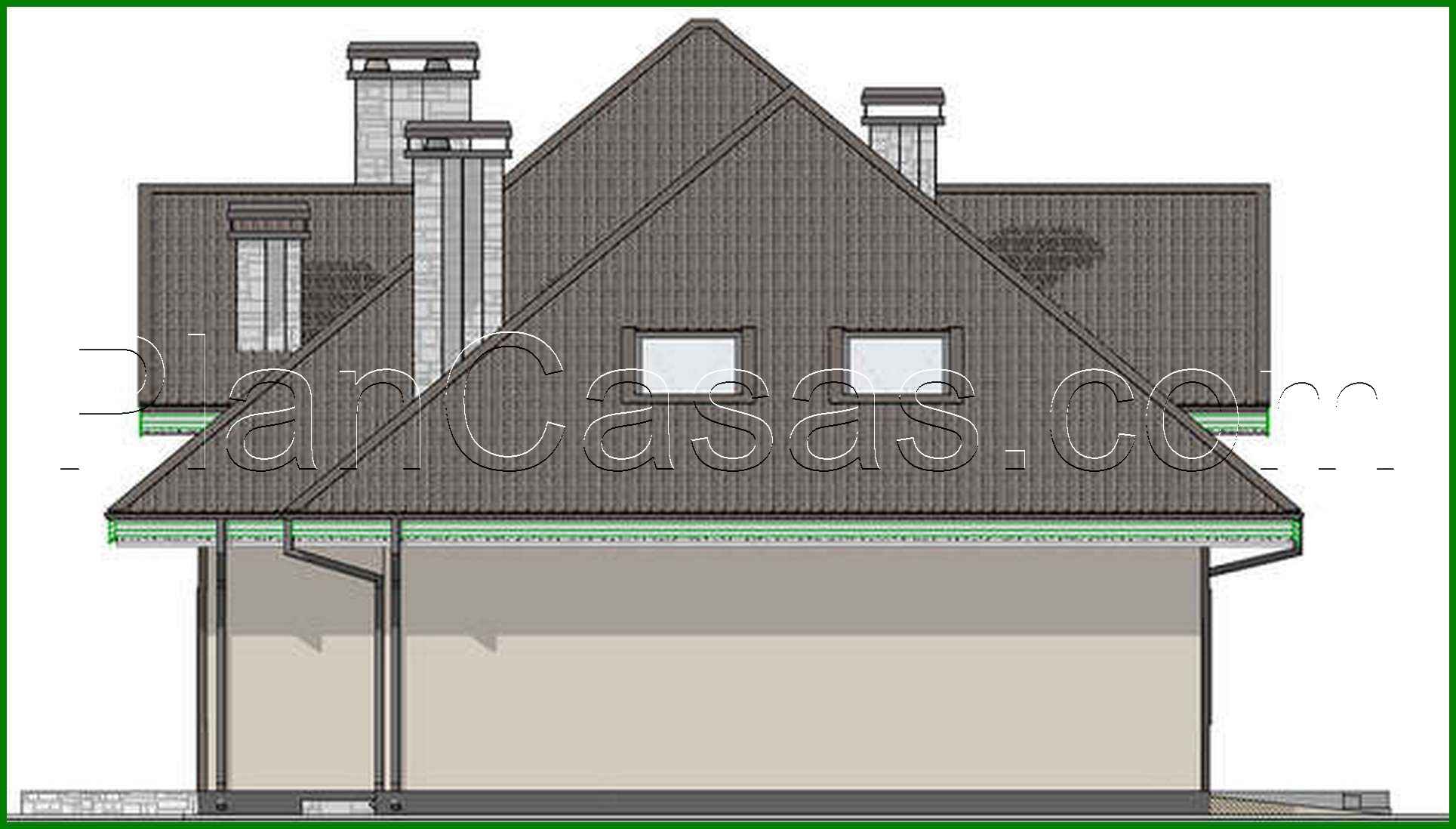 Galería de visualizaciones - Proyecto de una casa con ático y mirador (ventanal saliente) con un área de 289 m²