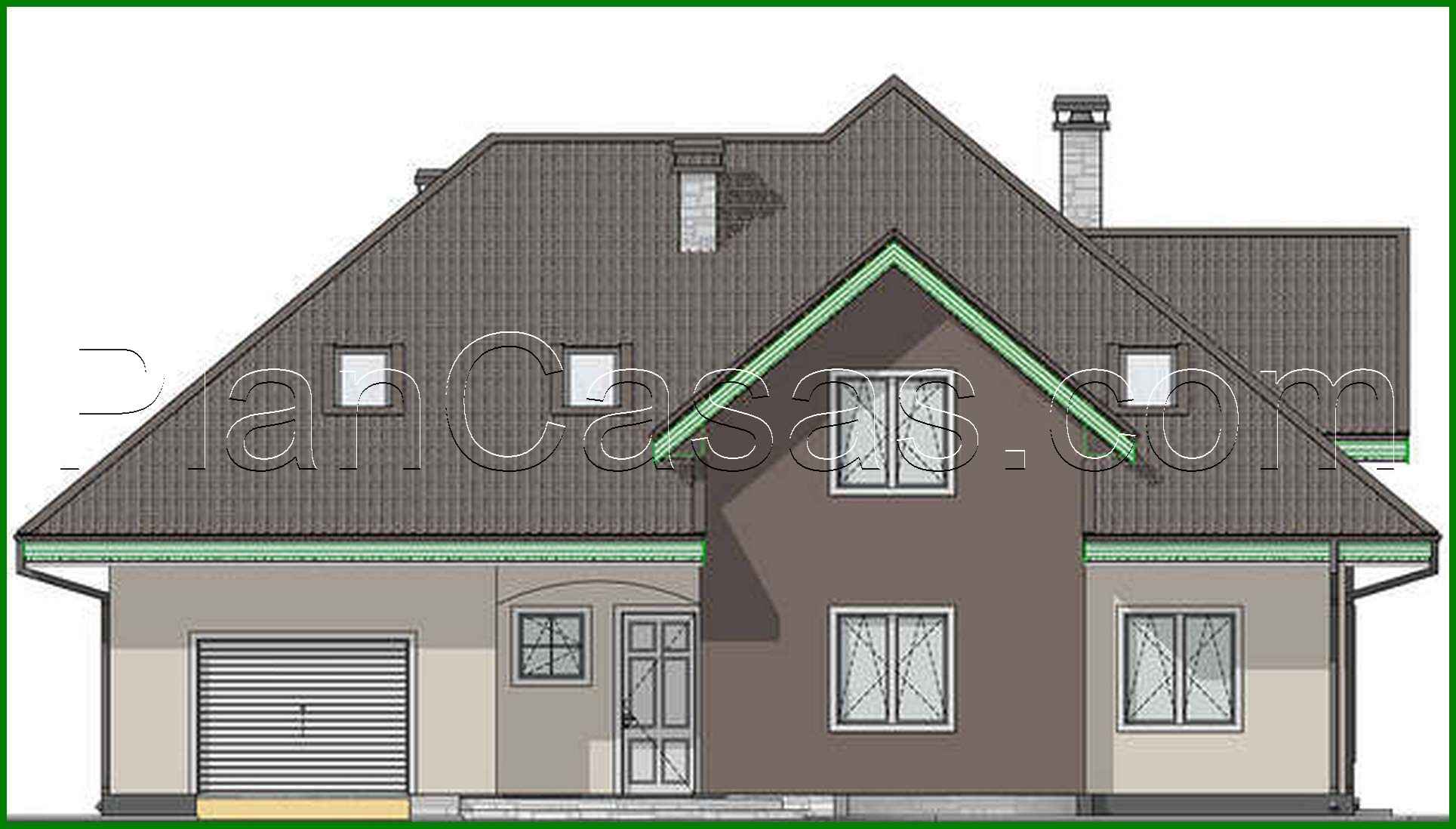 Galería de visualizaciones - Proyecto de una casa con ático y mirador (ventanal saliente) con un área de 289 m²