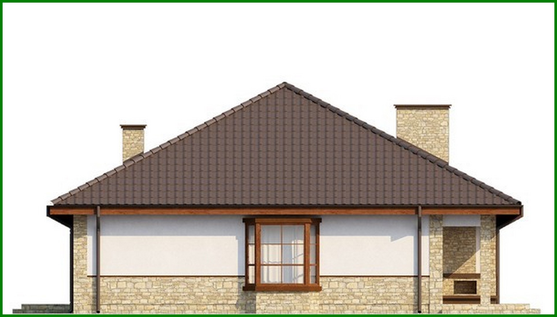 Galería de visualizaciones - Proyecto de una casa con techo a varias aguas, mirador y chimenea