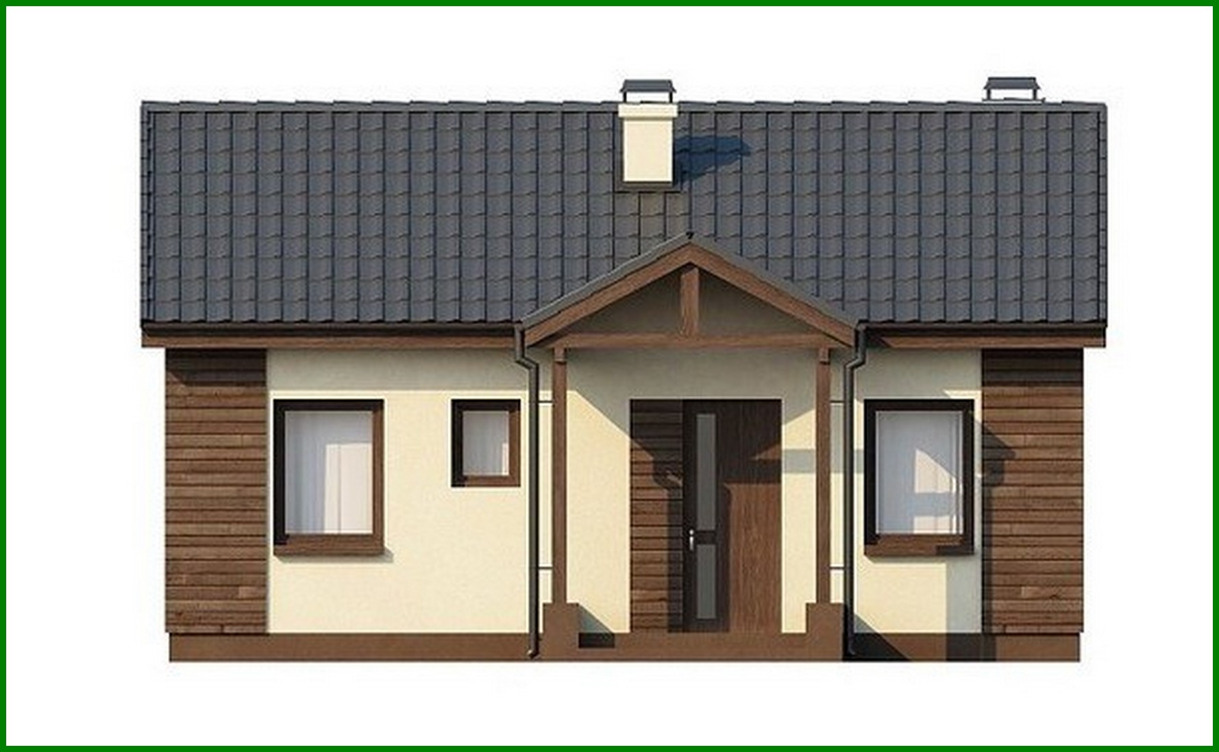 Visualization gallery - The project of a small one-story economical house with a gable roof