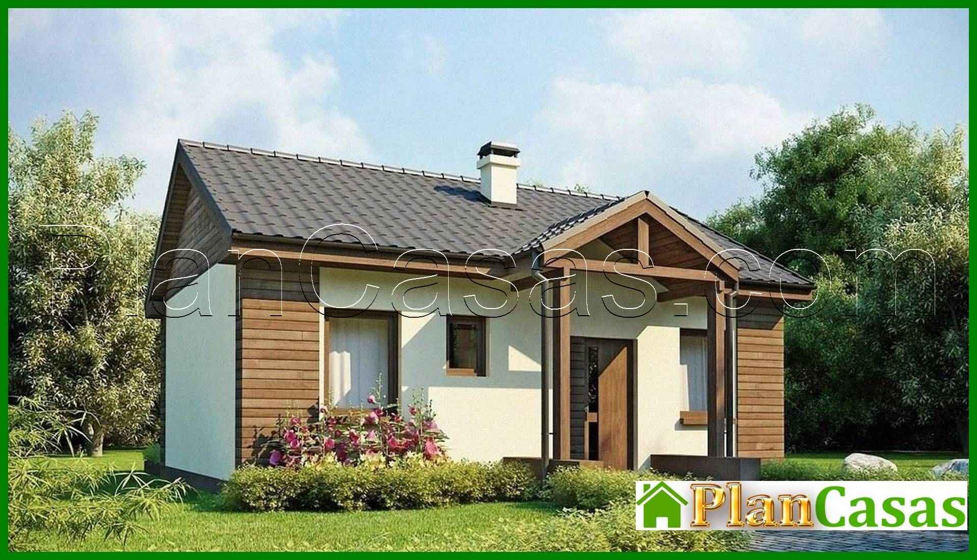 The project of a small one-story economical house with a gable roof