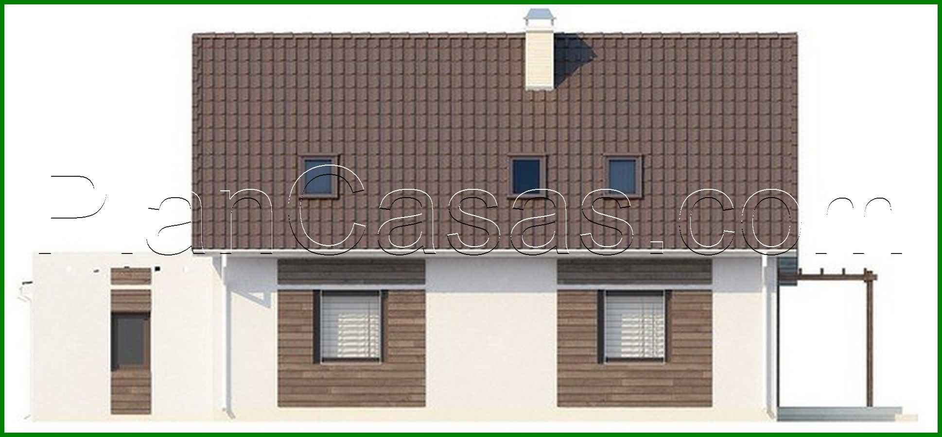 Galería de visualizaciones - Proyecto de casa con sala de estar, terraza lateral y dormitorio adicional