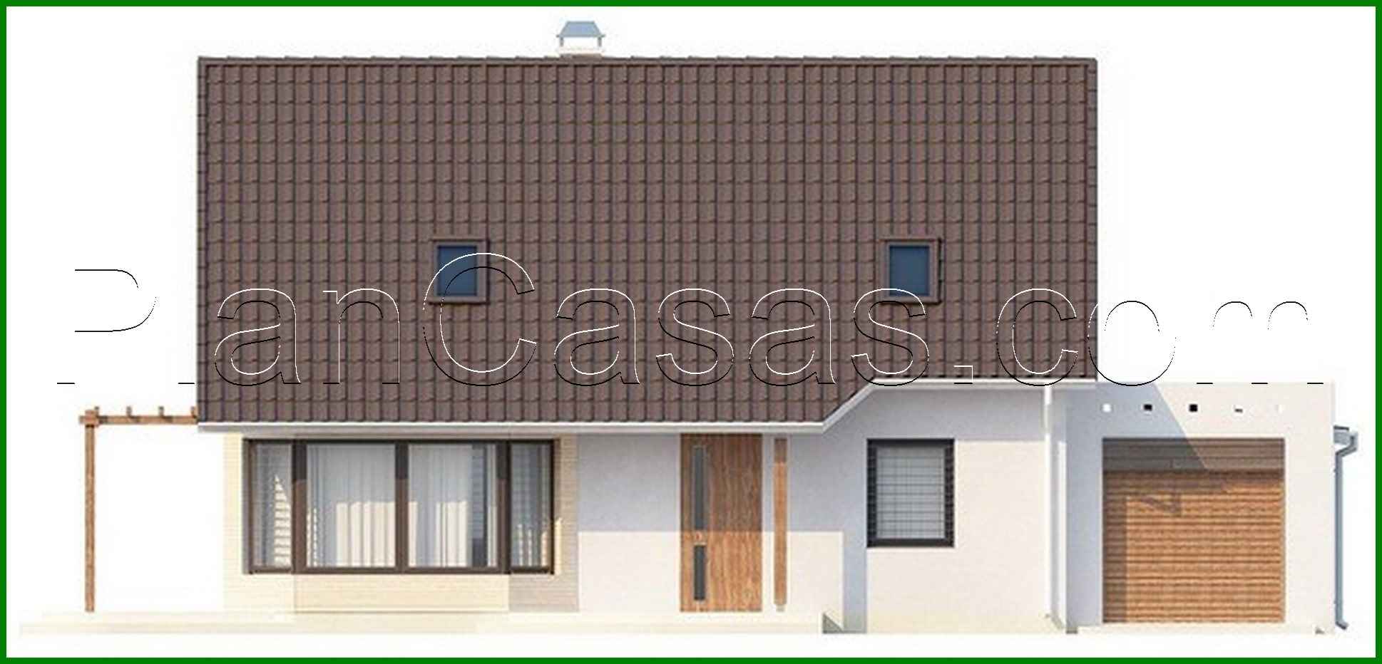 Galería de visualizaciones - Proyecto de casa con sala de estar, terraza lateral y dormitorio adicional