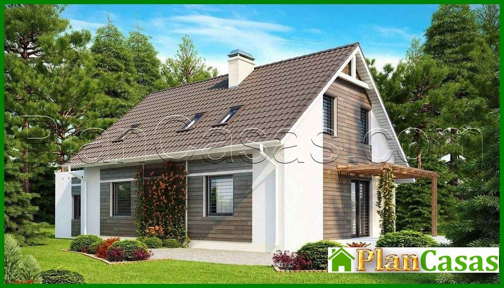 Galería de visualizaciones - Proyecto de casa con sala de estar, terraza lateral y dormitorio adicional