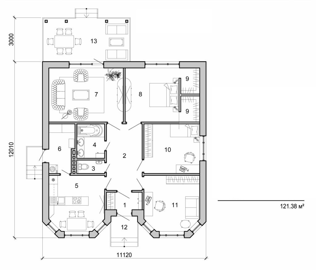 Galería de visualizaciones - Casa de una planta