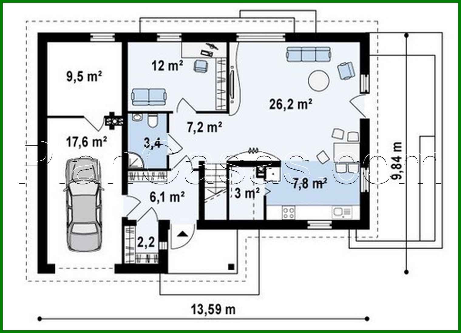 Galería de visualizaciones - Proyecto de una luminosa y cómoda casa de campo con ático y garaje