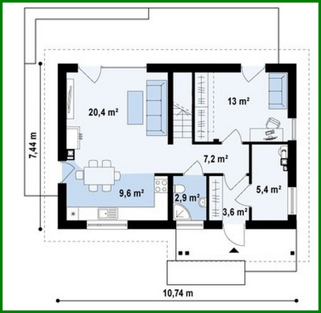 Galería de visualizaciones - Proyecto de una pequeña casa de campo con ático