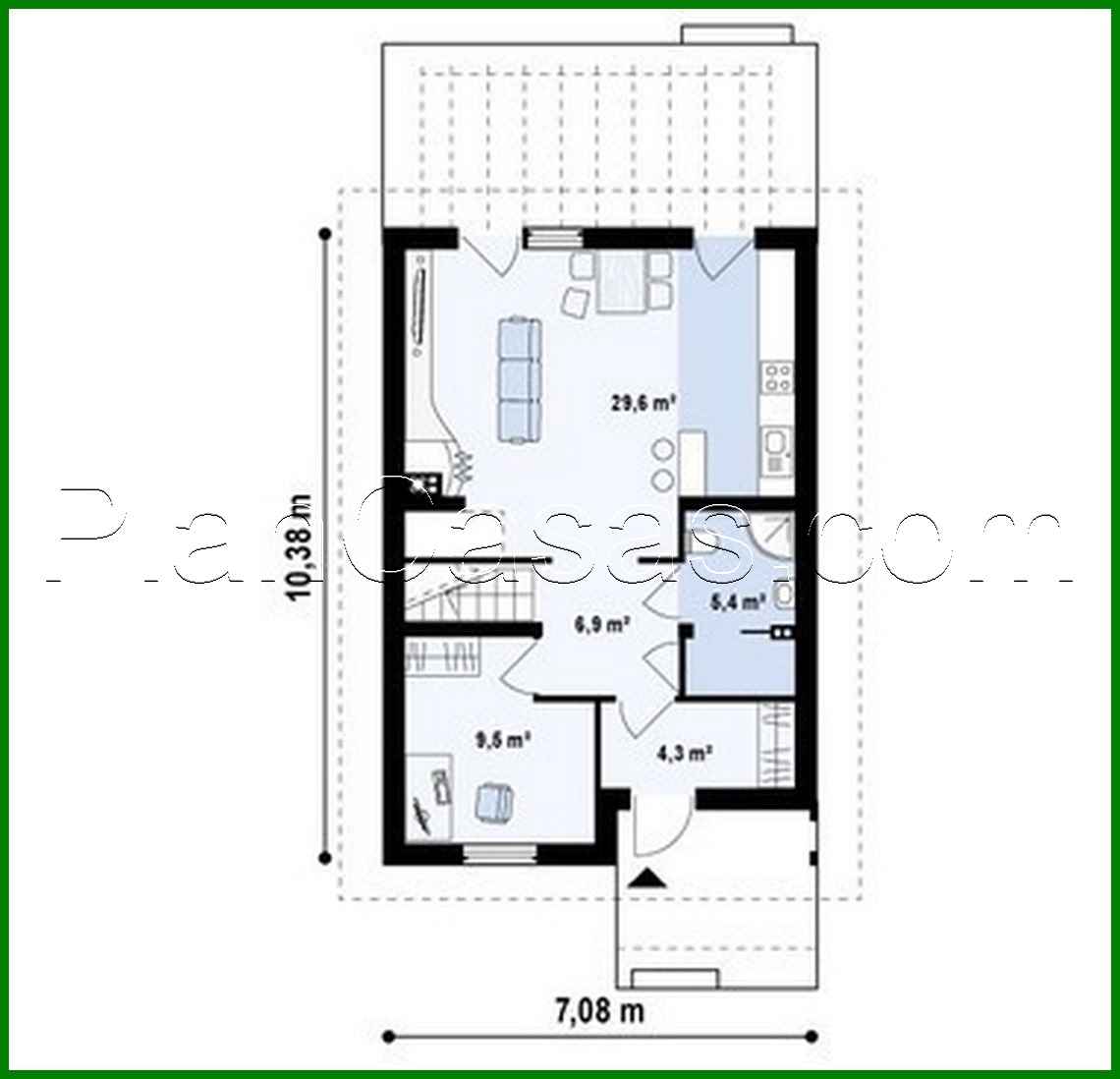 Galería de visualizaciones - Proyecto de una casa con pared alta en el ático