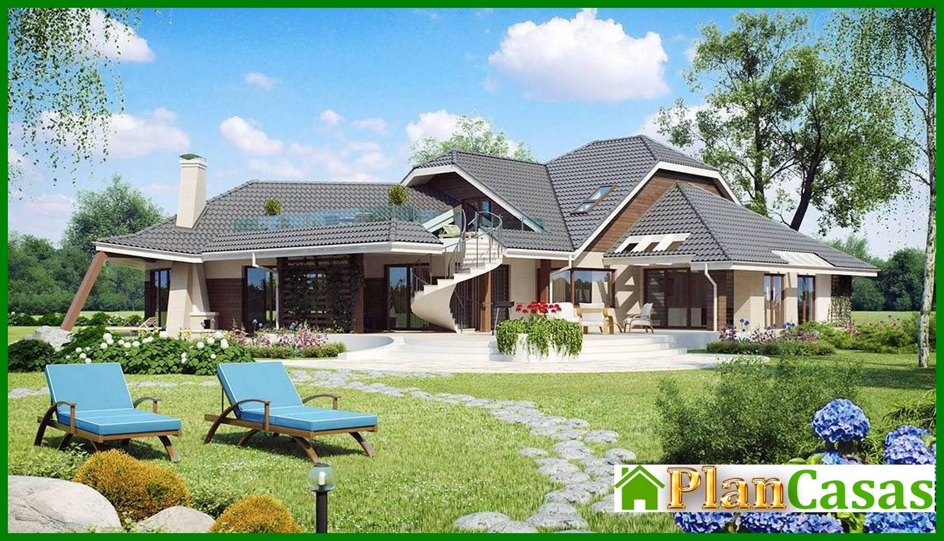 Galería de visualizaciones - Proyecto de una gran mansión original y elegante con garaje para 2 coches