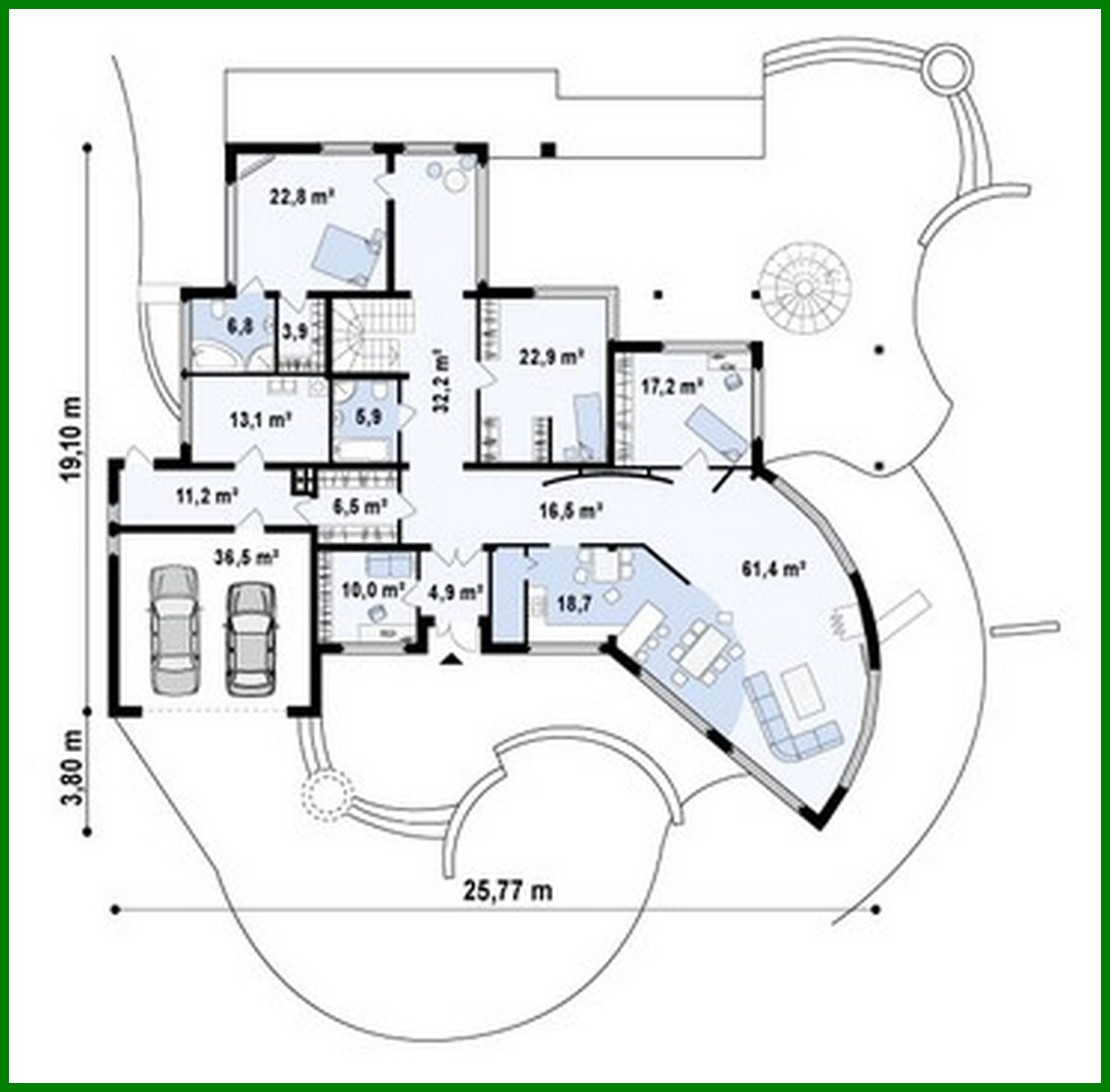 Galería de visualizaciones - Proyecto de una gran mansión original y elegante con garaje para 2 coches