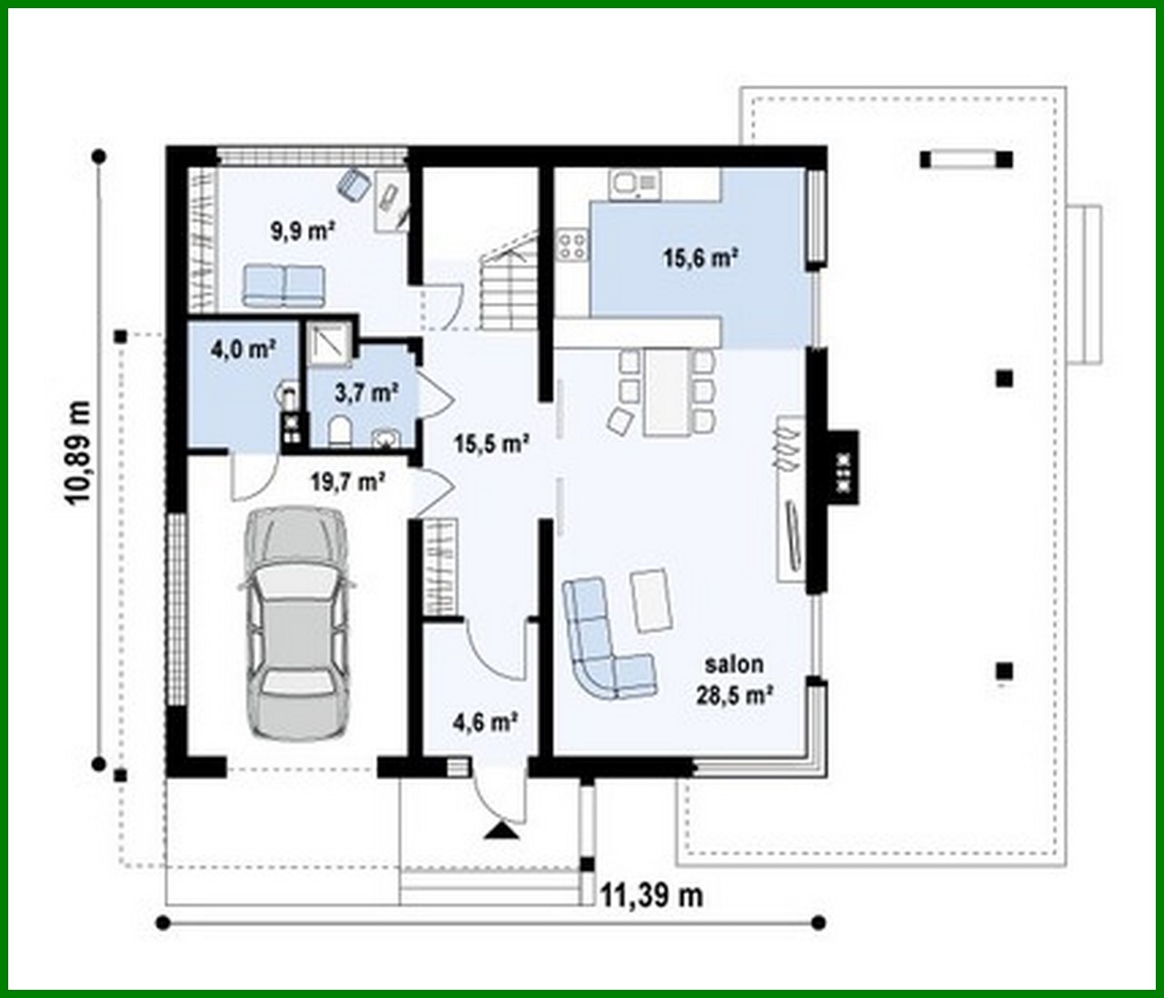 Visualization gallery - A project of a simple two-story house with a built-in garage