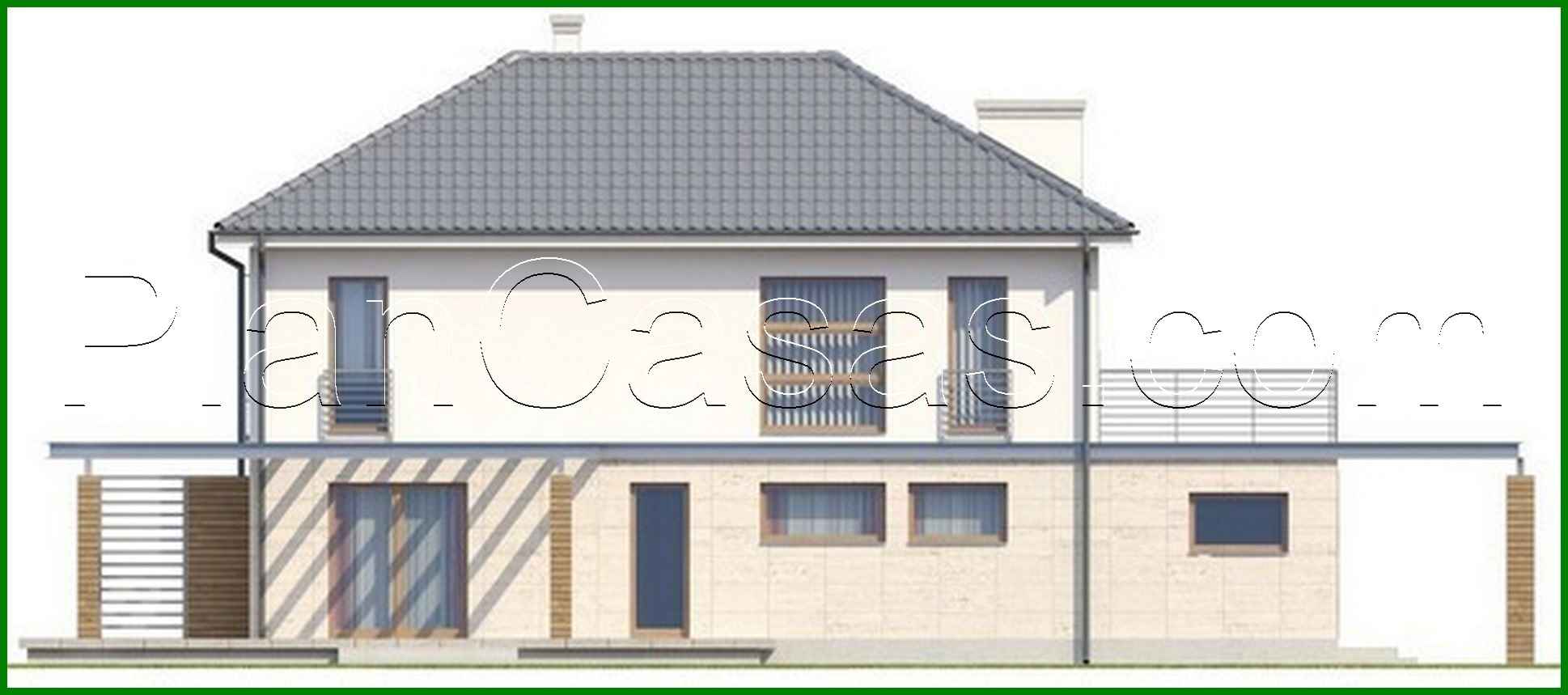 Galería de visualizaciones - Proyecto de una casa de campo de dos plantas con una gran terraza