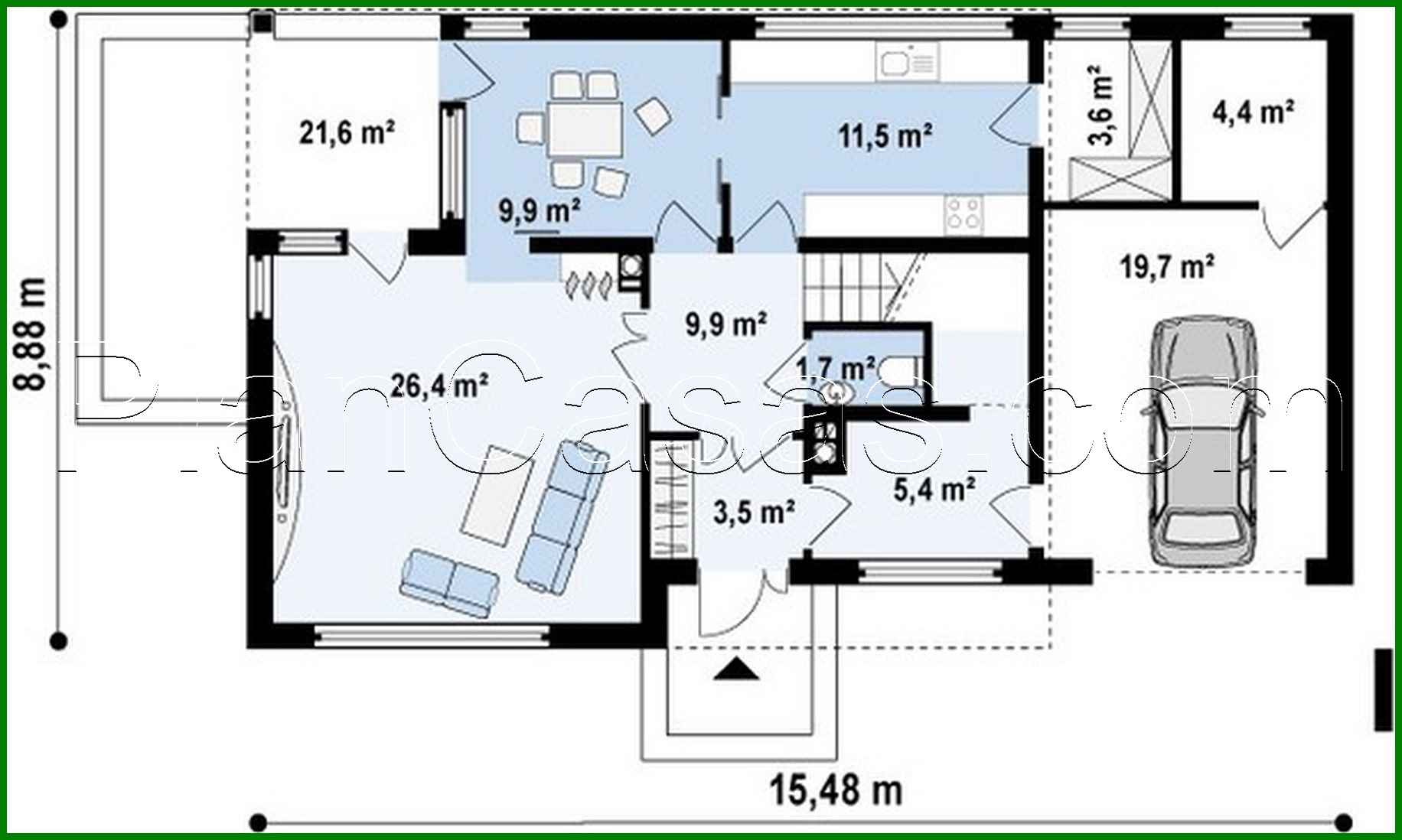 Galería de visualizaciones - Proyecto de una casa moderna de dos plantas con sala de estar