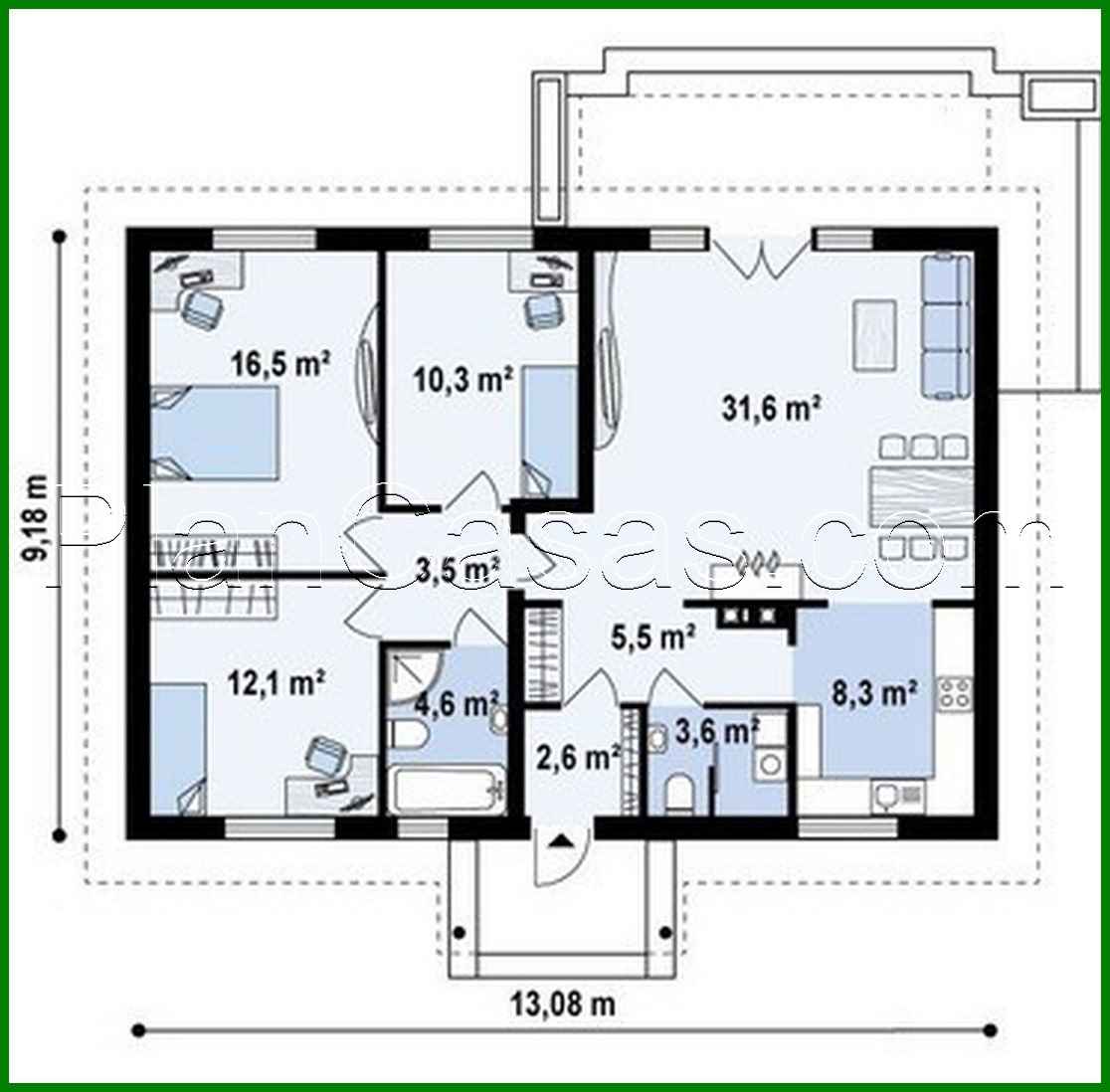 Visualization gallery - Project of a classic house measuring 10 by 10 meters