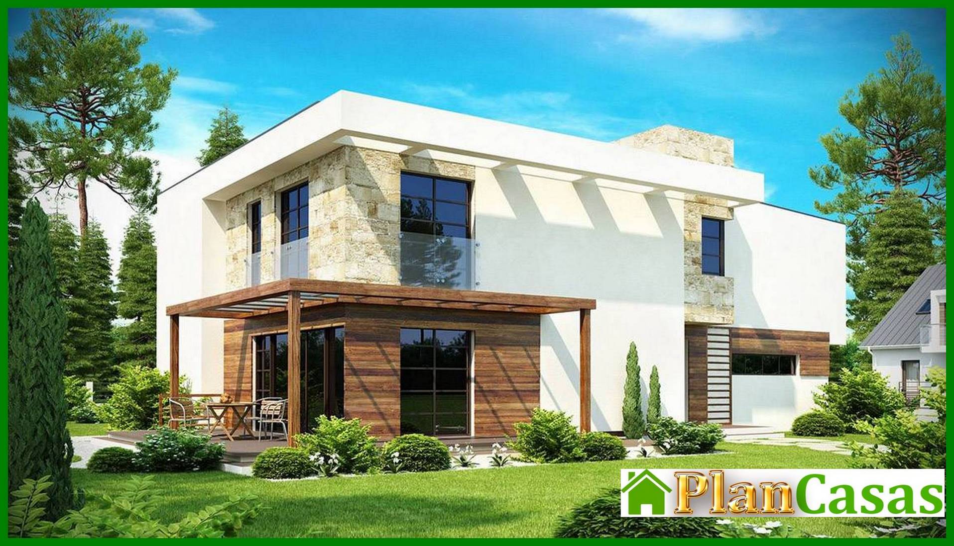 Galería de visualizaciones - Proyecto de una casa de campo moderna de dos plantas con garaje para dos coches