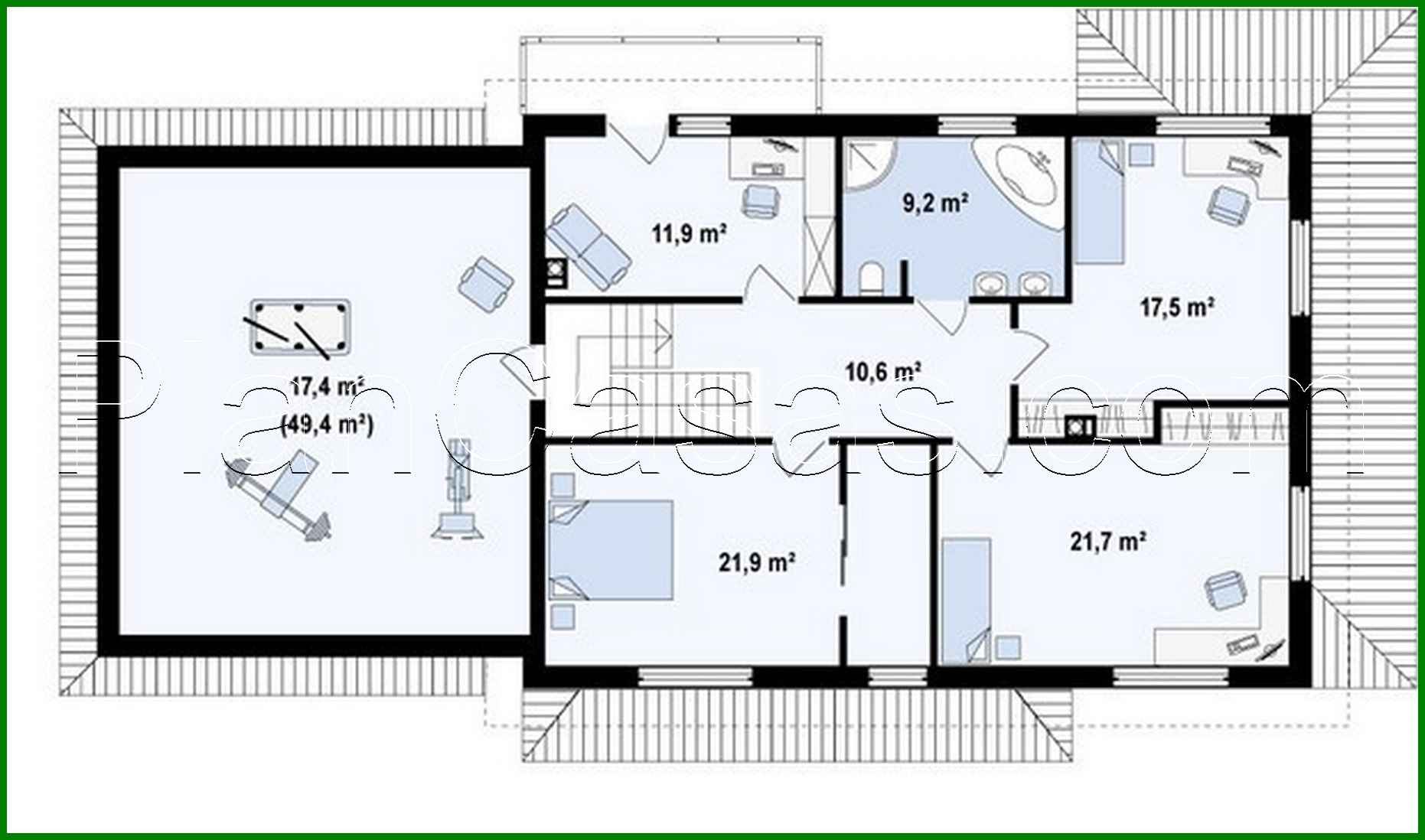 Galería de visualizaciones - Proyecto de una casa de campo de dos plantas con garaje y techo de varias aguas