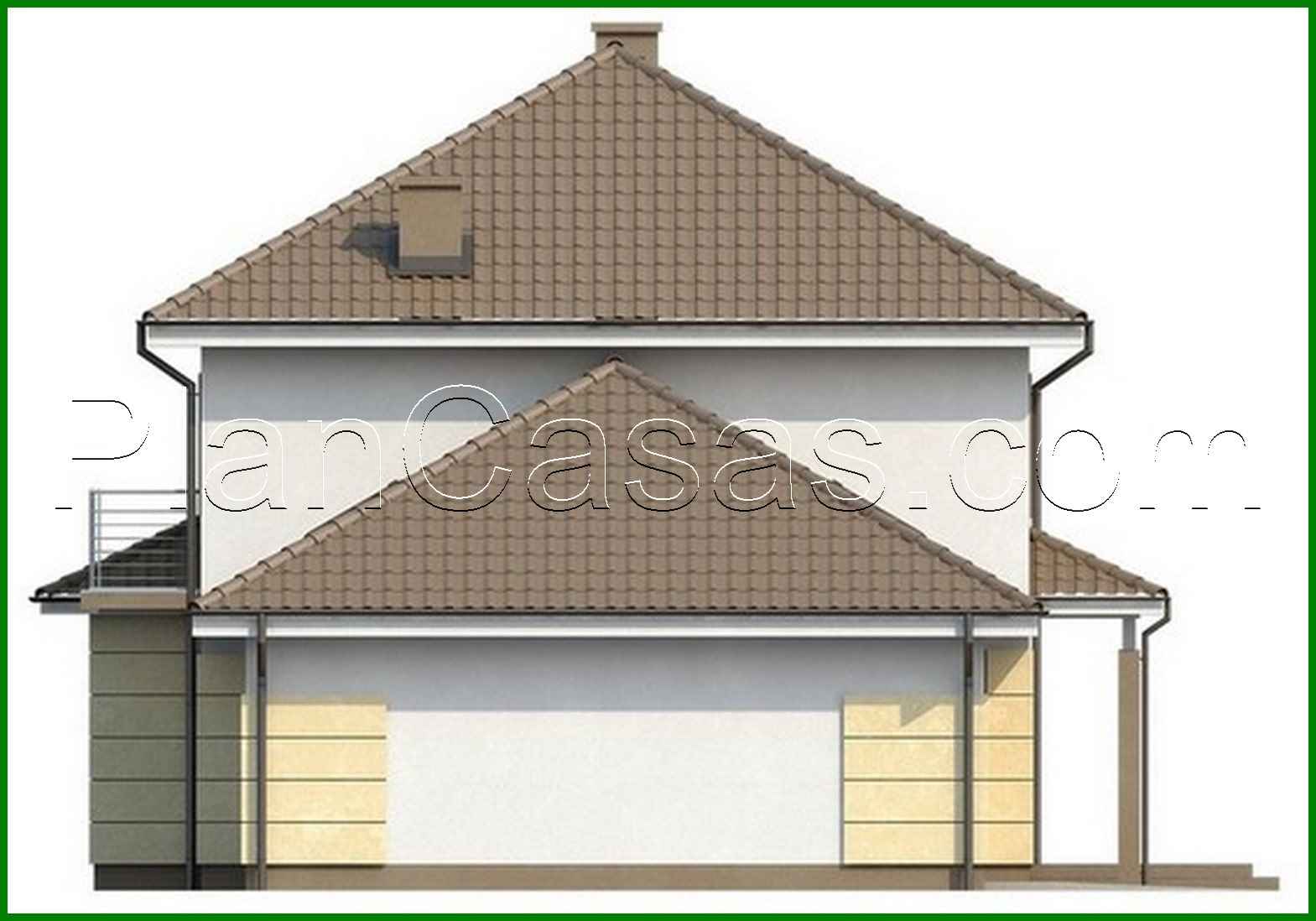 Galería de visualizaciones - Proyecto de una casa de campo de dos plantas con garaje y techo de varias aguas