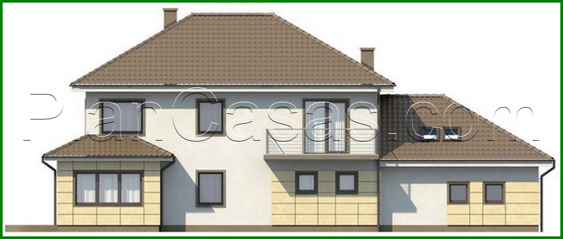 Galería de visualizaciones - Proyecto de una casa de campo de dos plantas con garaje y techo de varias aguas