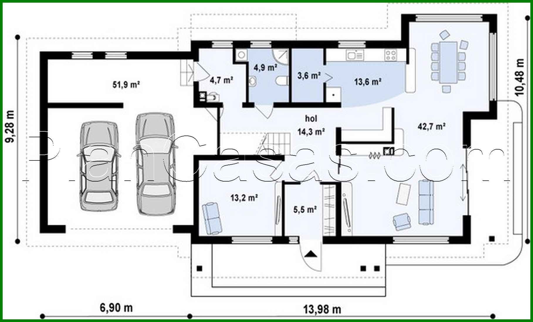 Galería de visualizaciones - Proyecto de una casa de campo de dos plantas con garaje y techo de varias aguas