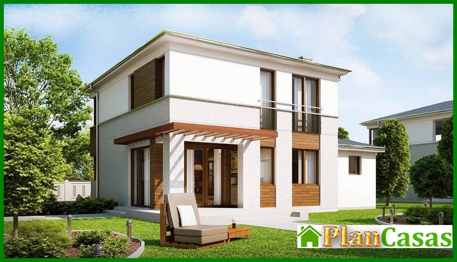 Galería de visualizaciones - Proyecto de una casa moderna de dos plantas con tres dormitorios y garaje