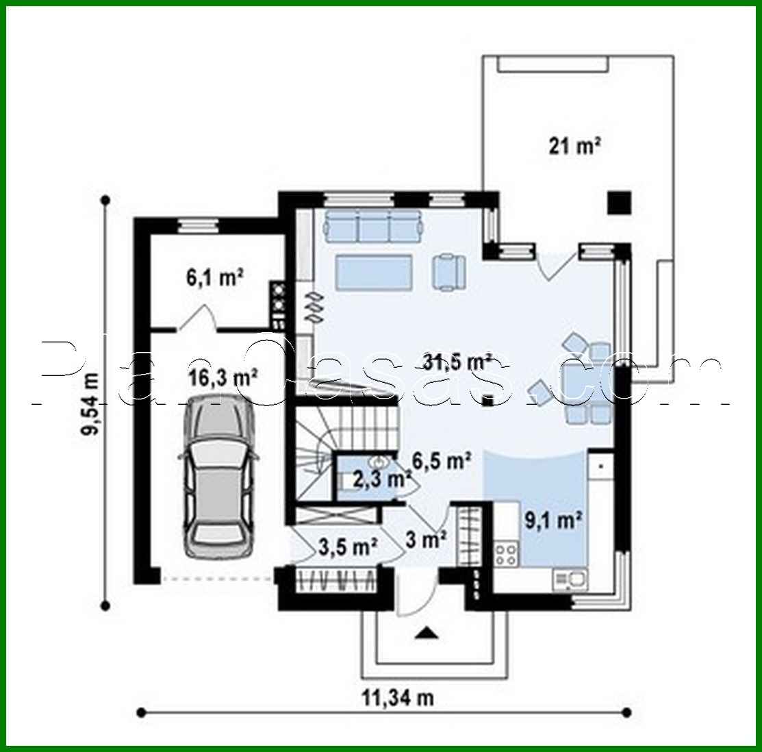 Galería de visualizaciones - Proyecto de una casa moderna de dos plantas con tres dormitorios y garaje